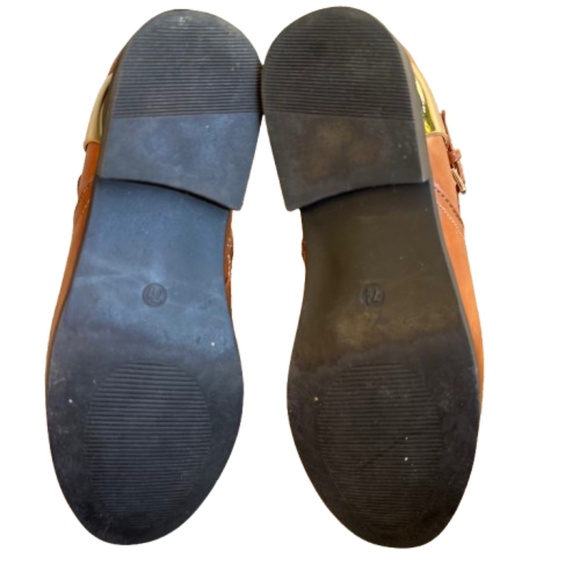 Wanted Women' 7.5 Brown & Gold Decor Zip Closure Synthetic Leather Ankle Boots - Picture 11 of 15